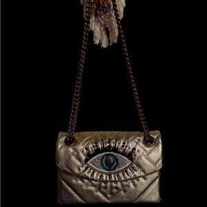 Kurt Geiger - The Kensington, Gold Eye Design Quilted Shoulder Bag